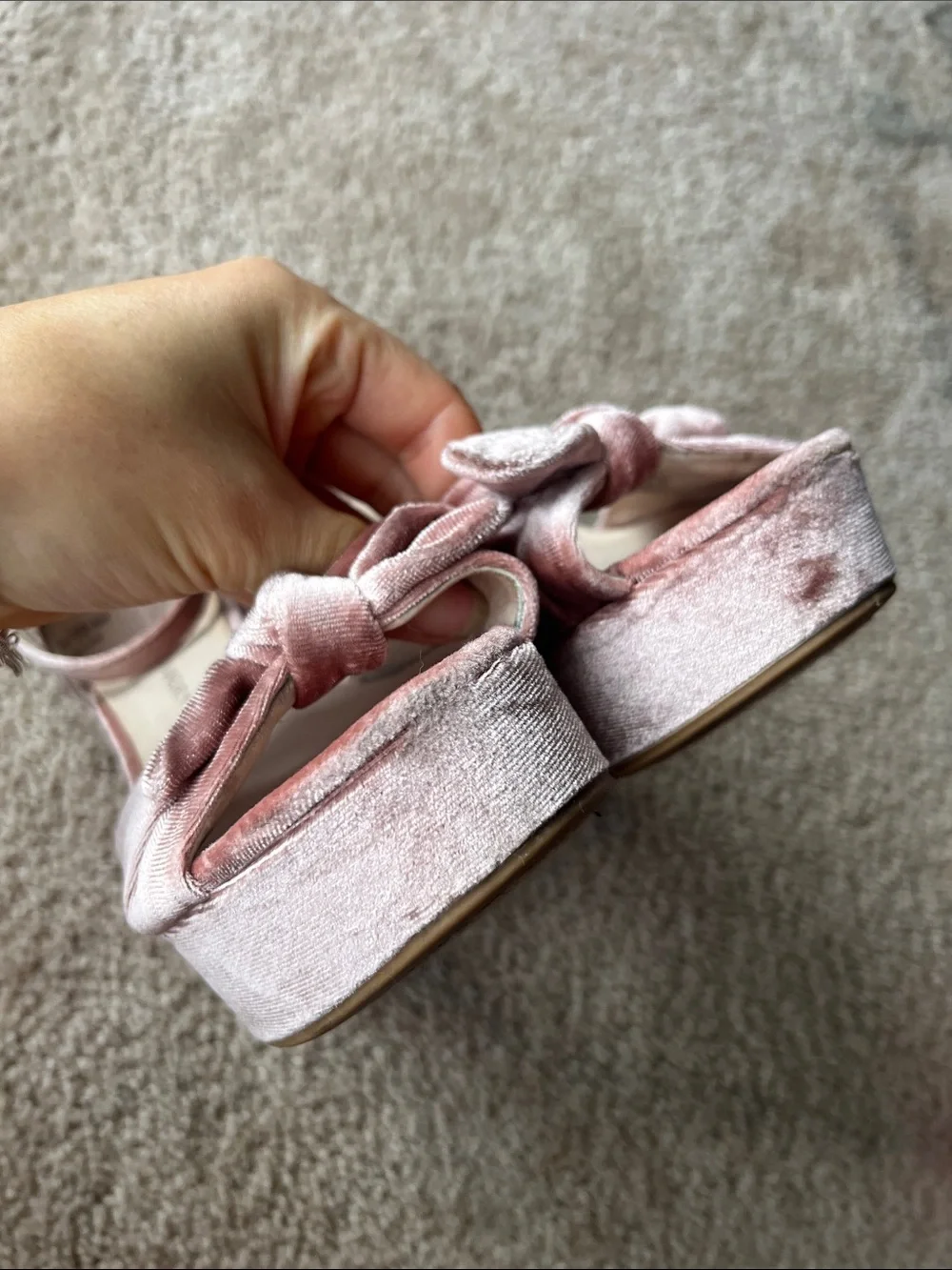 Chinese Laundry Blush Velvet Platform Sandals with Bow Accent